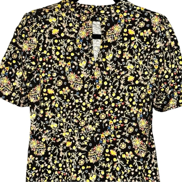 Boden Floral Print High Neck Short Sleeve Knee Length Cotton Dress Size 6L - Picture 7 of 13